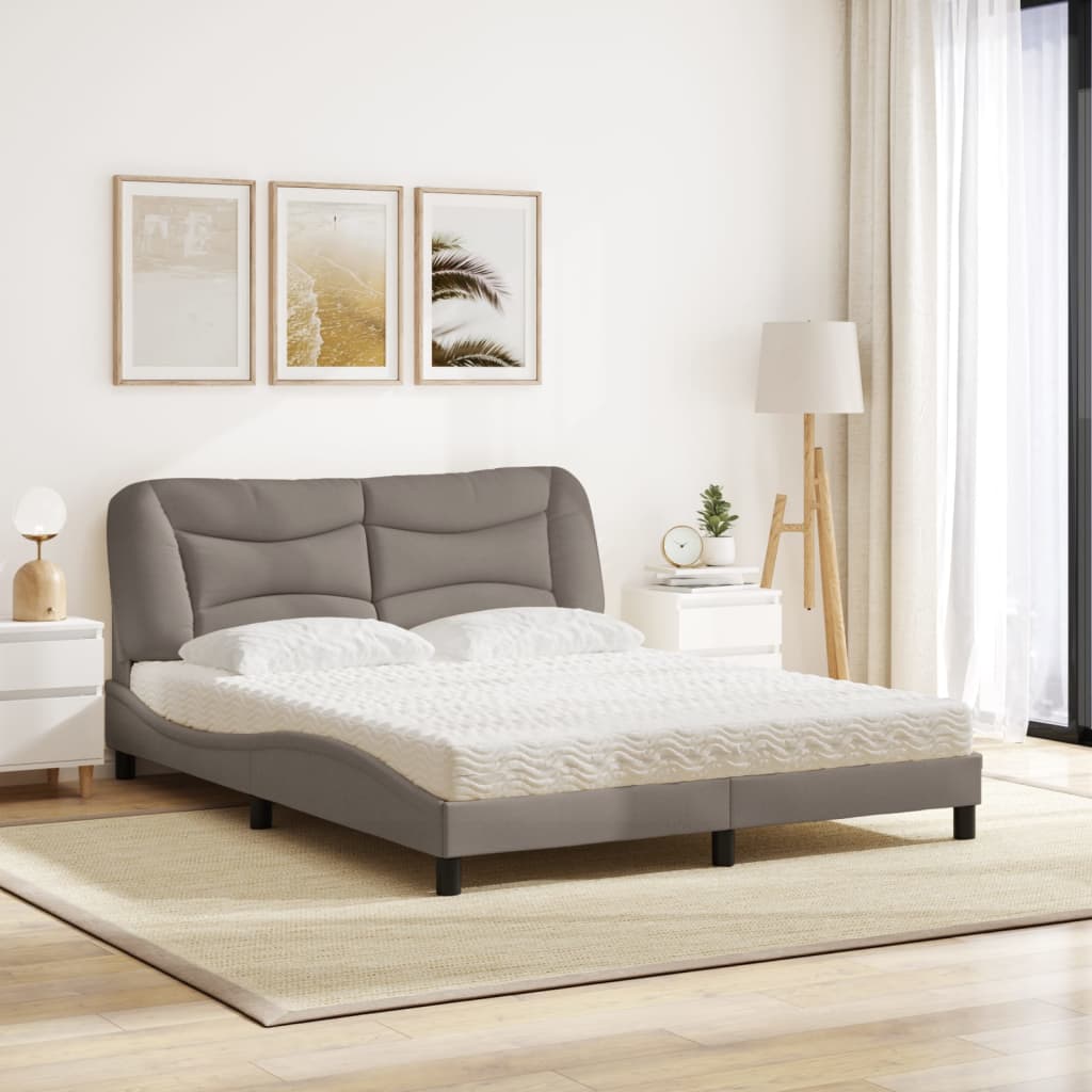 Cama com colchão hvar 160x200 cm tecido castanho-acinzentado