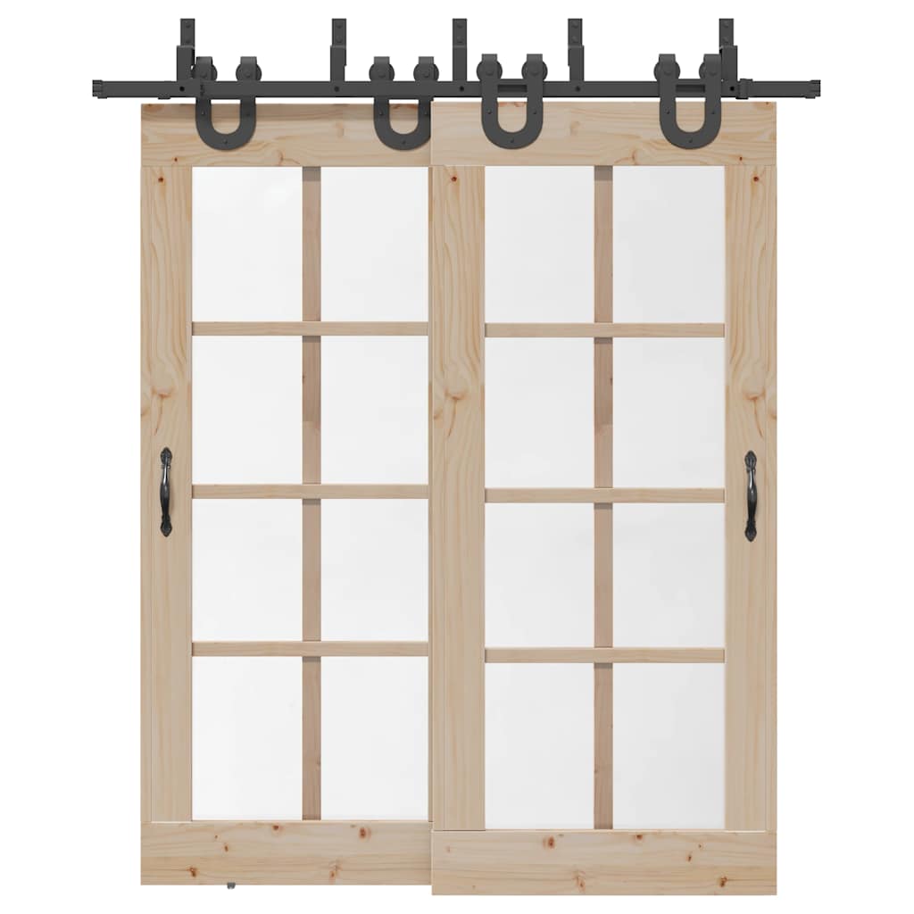 Kit de ferragens para porta deslizante 200 cm aço preto