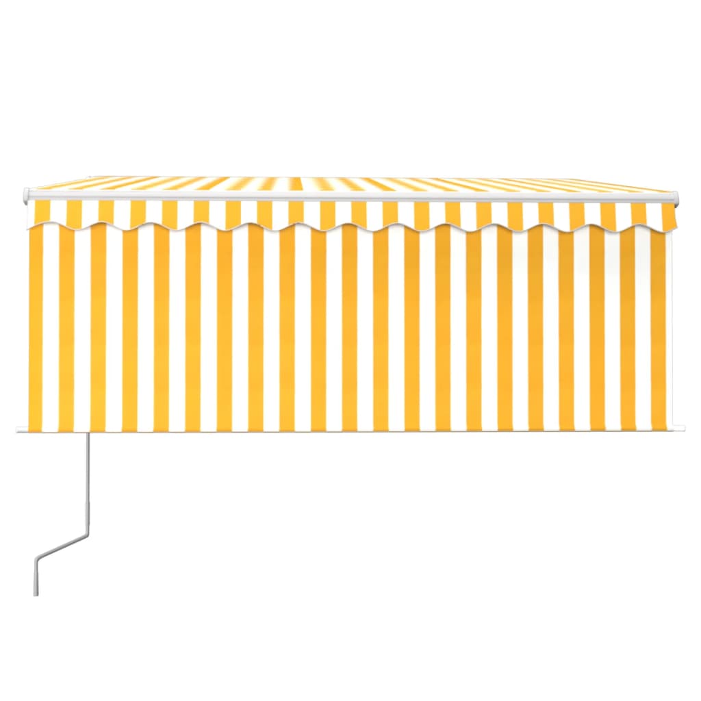 Toldo autom. c/ estore/LED/sensor vento 3x2,5m amarelo/branco