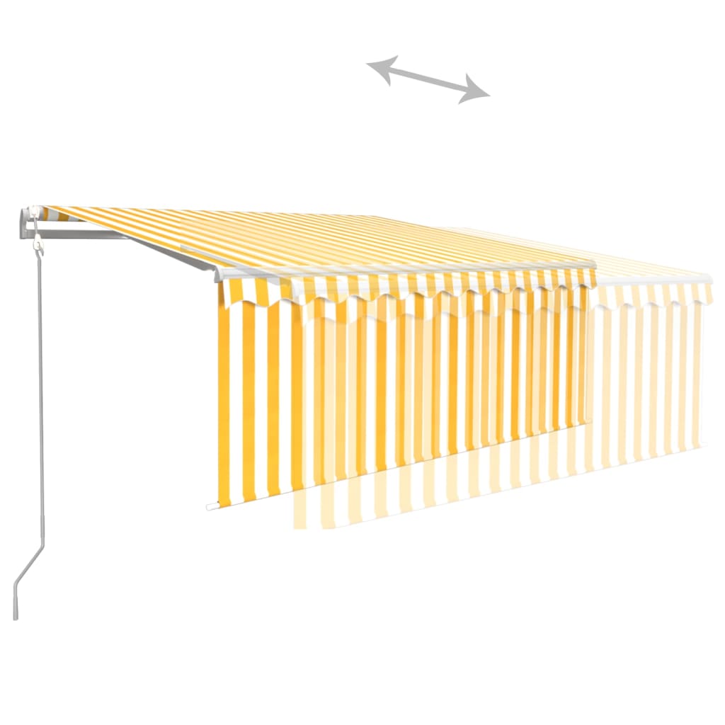 Toldo autom. c/ estore/LED/sensor vento 3x2,5m amarelo/branco
