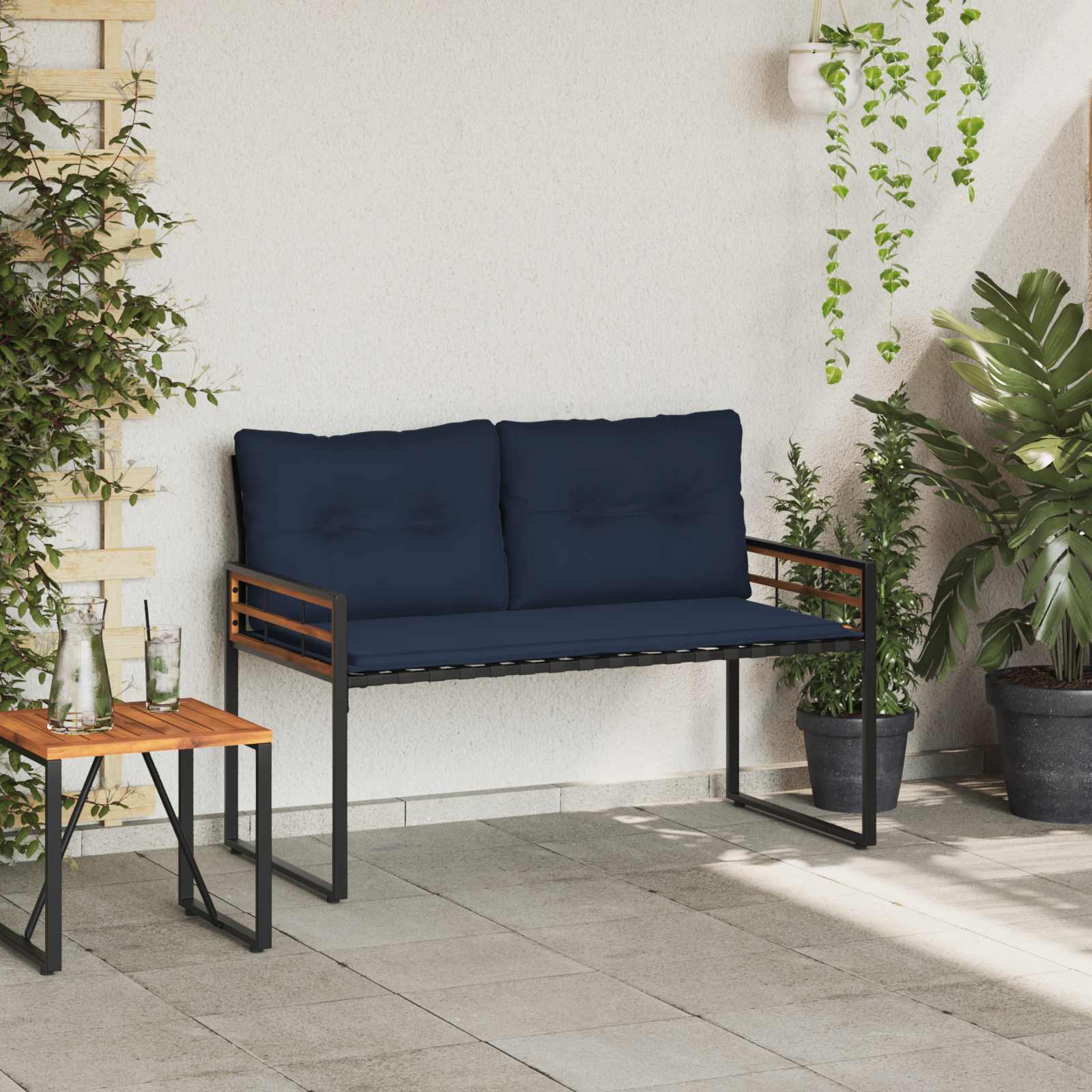 Banco de camada de madeira liso azul-marinho 114 x 55 x 77 cm