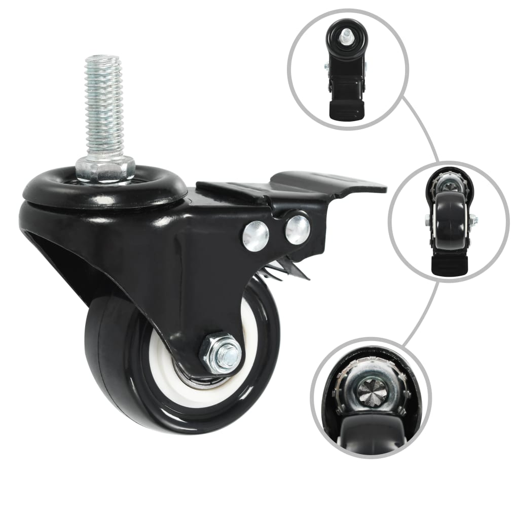 8 Pcs rodas giratórias com travões 50 mm