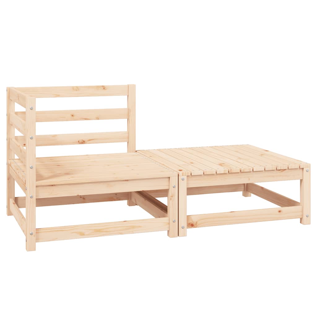 2 Pcs conjunto lounge de jardim com almofadões pinho maciço