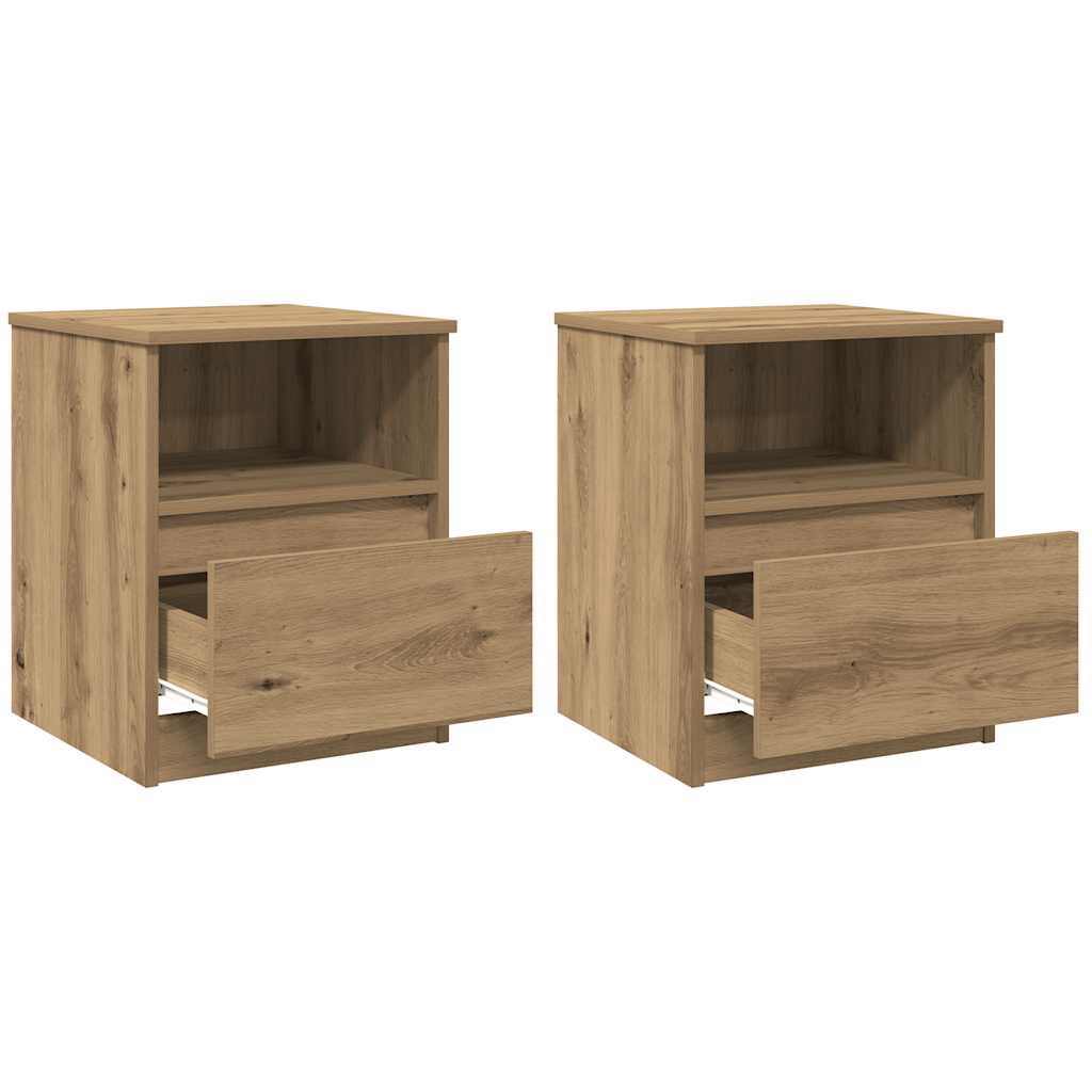Mesa cabeceira 2pcs 40x40x50cm deriv.madeira carvalho artisiano
