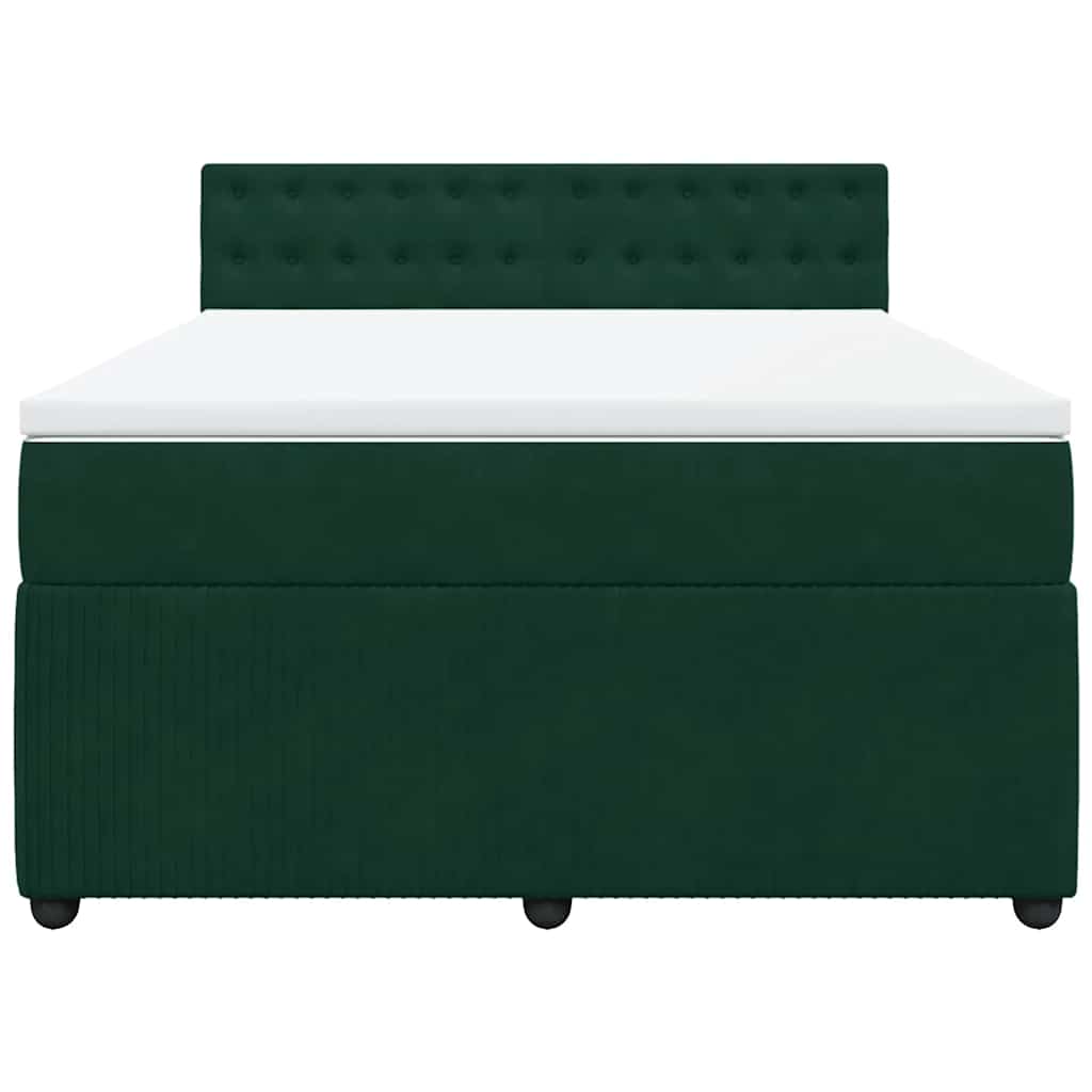 Cama com molas/colchão 140x200 cm veludo verde-escuro