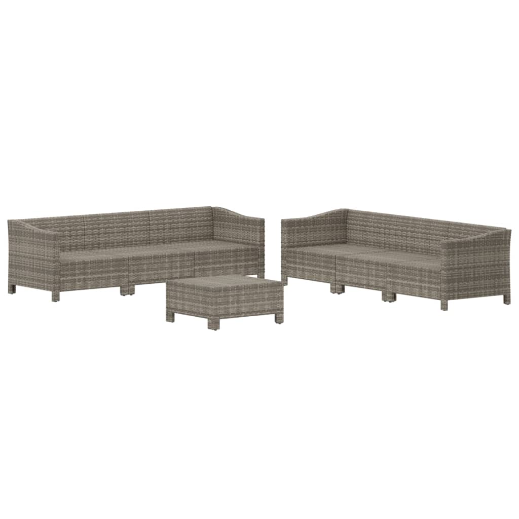 7 Pcs conjunto lounge de jardim c/ almofadões vime PE cinzento