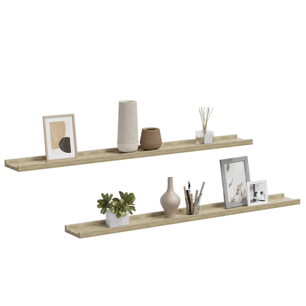 Prateleiras de parede 2 pcs 100x9x3 cm carvalho sonoma