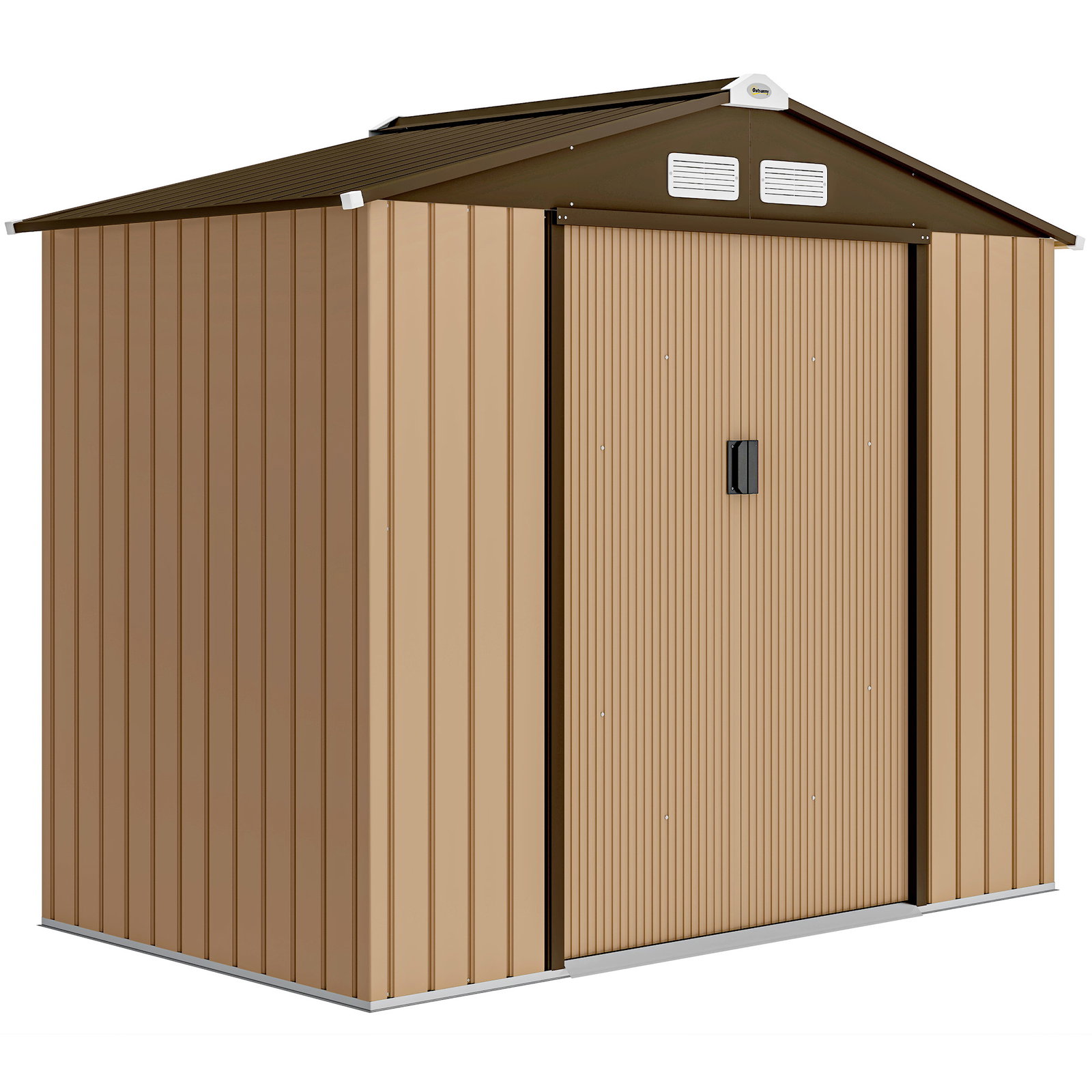 Abrigo de jardim exterior 2,42 m² 213x130x185 cm com porta de correr, ventilação e luvas, amarelo