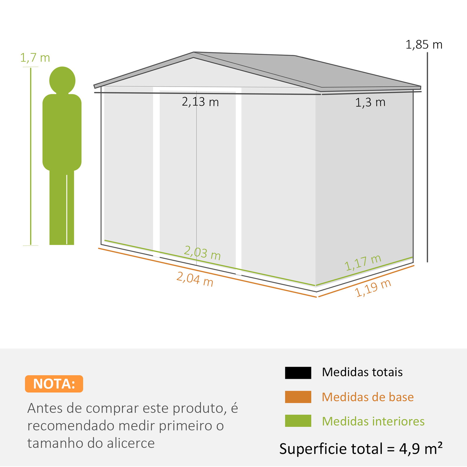 Abrigo de jardim exterior 2,42 m² 213x130x185 cm com porta de correr, ventilação e luvas, amarelo