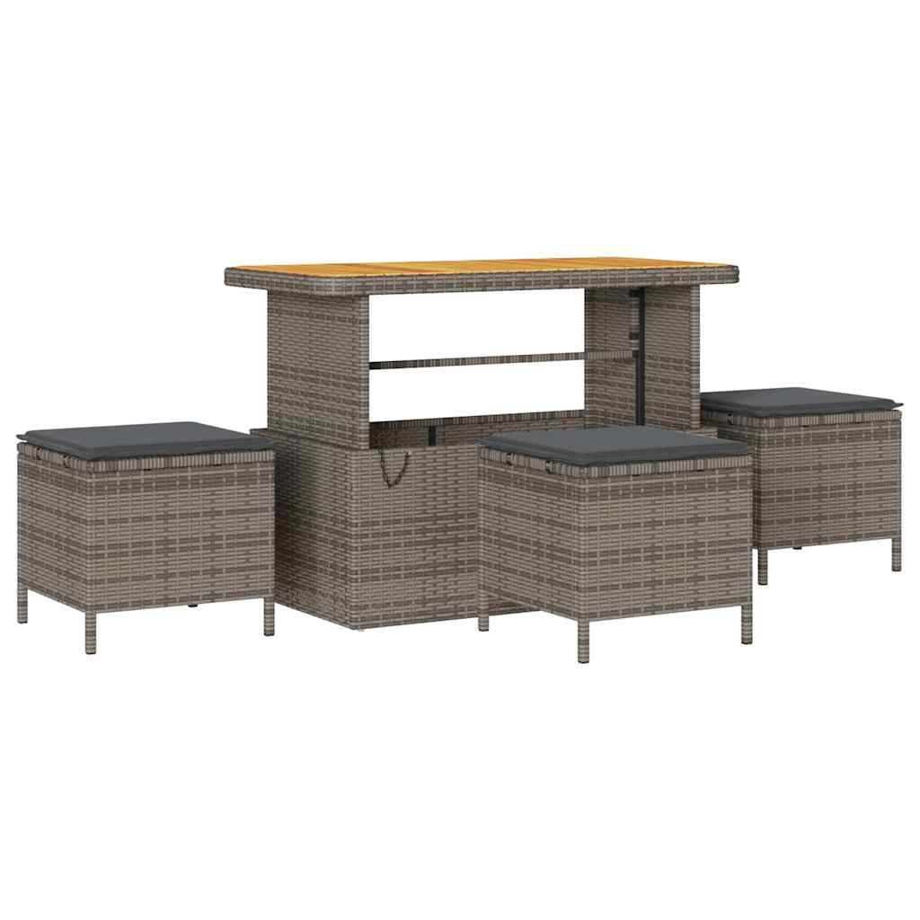 Conjunto de sofá de jardim 14 unid. cinzeto vime PE