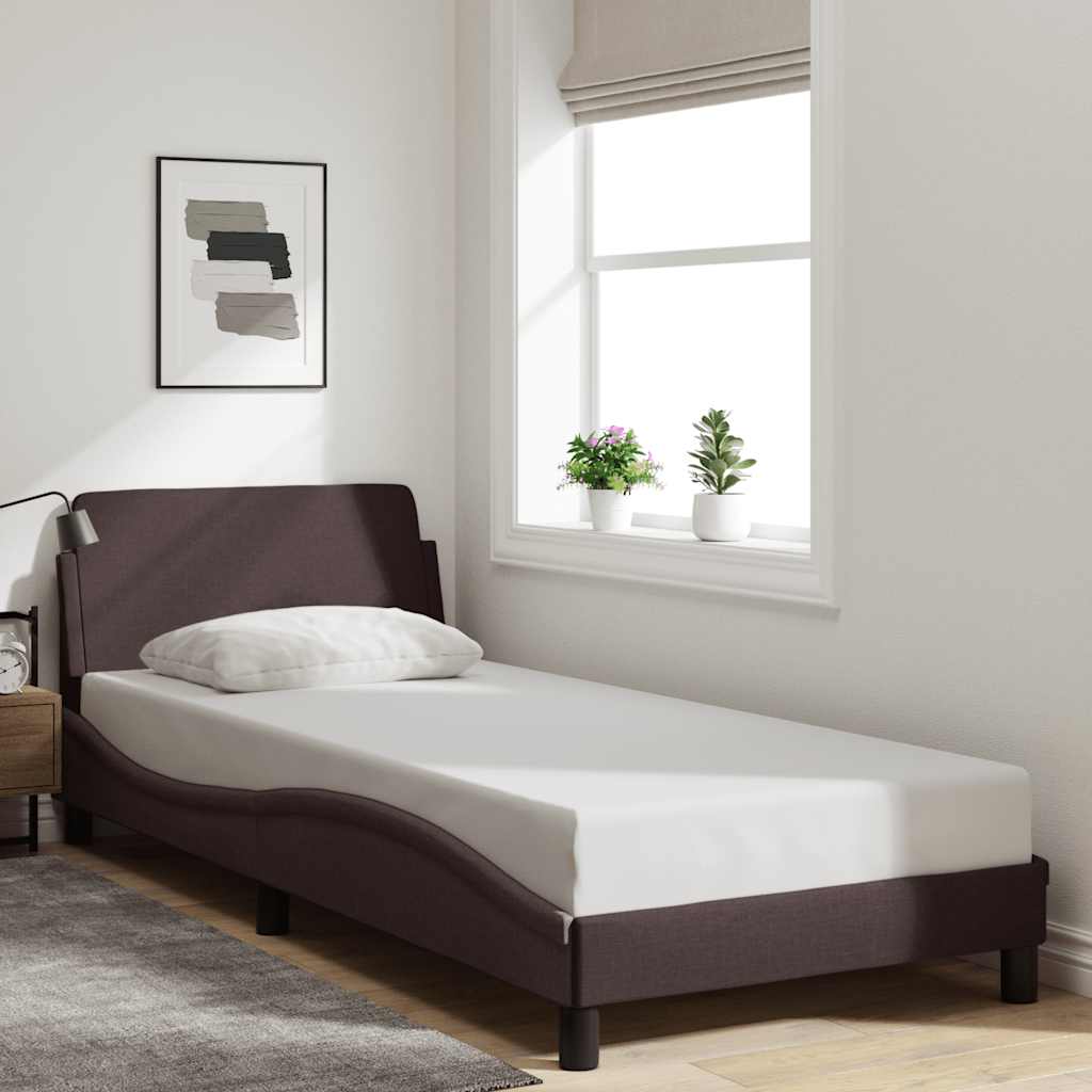 Estrutura de cama dover 90x200 cm tecido castanho-escuro