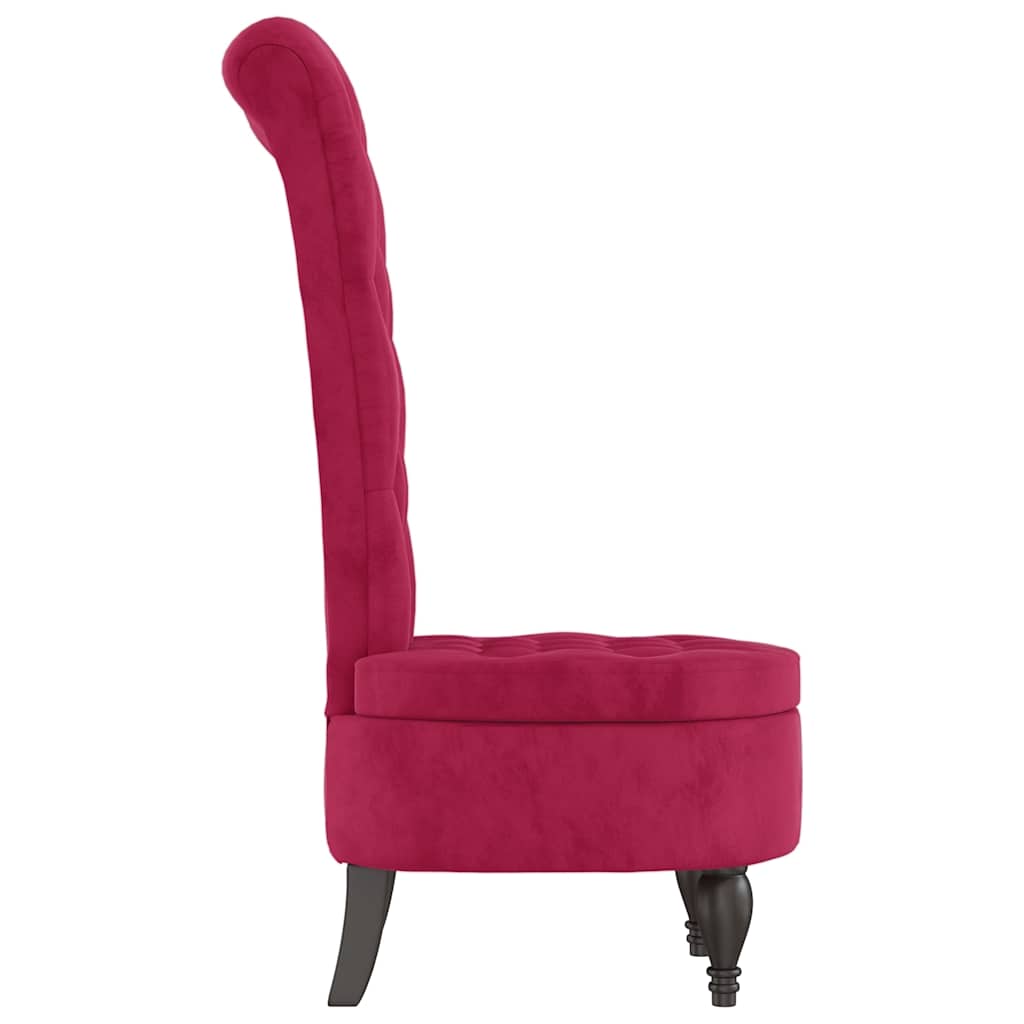 Cadeirão c/ encosto alto veludo vermelho-tinto design de botões