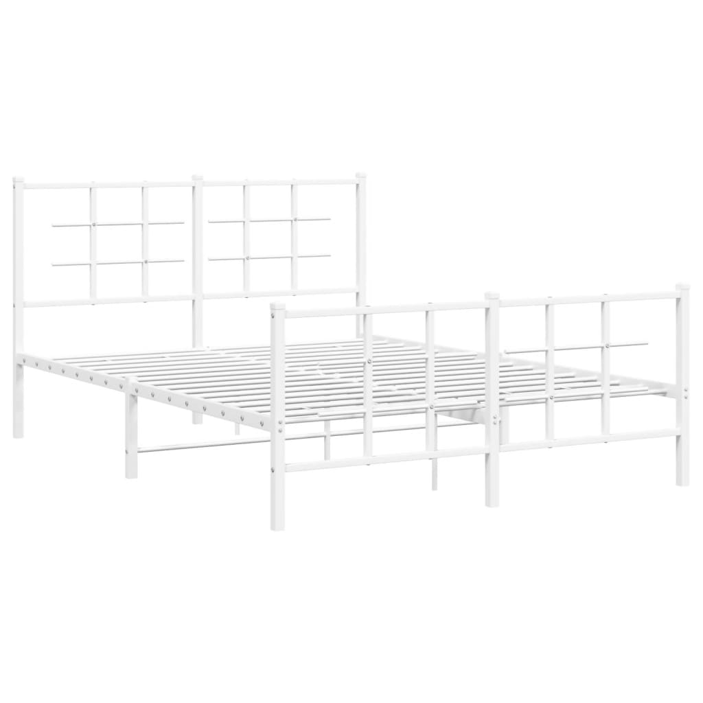 Estrutura de cama com cabeceira e pés 140x190 cm metal branco