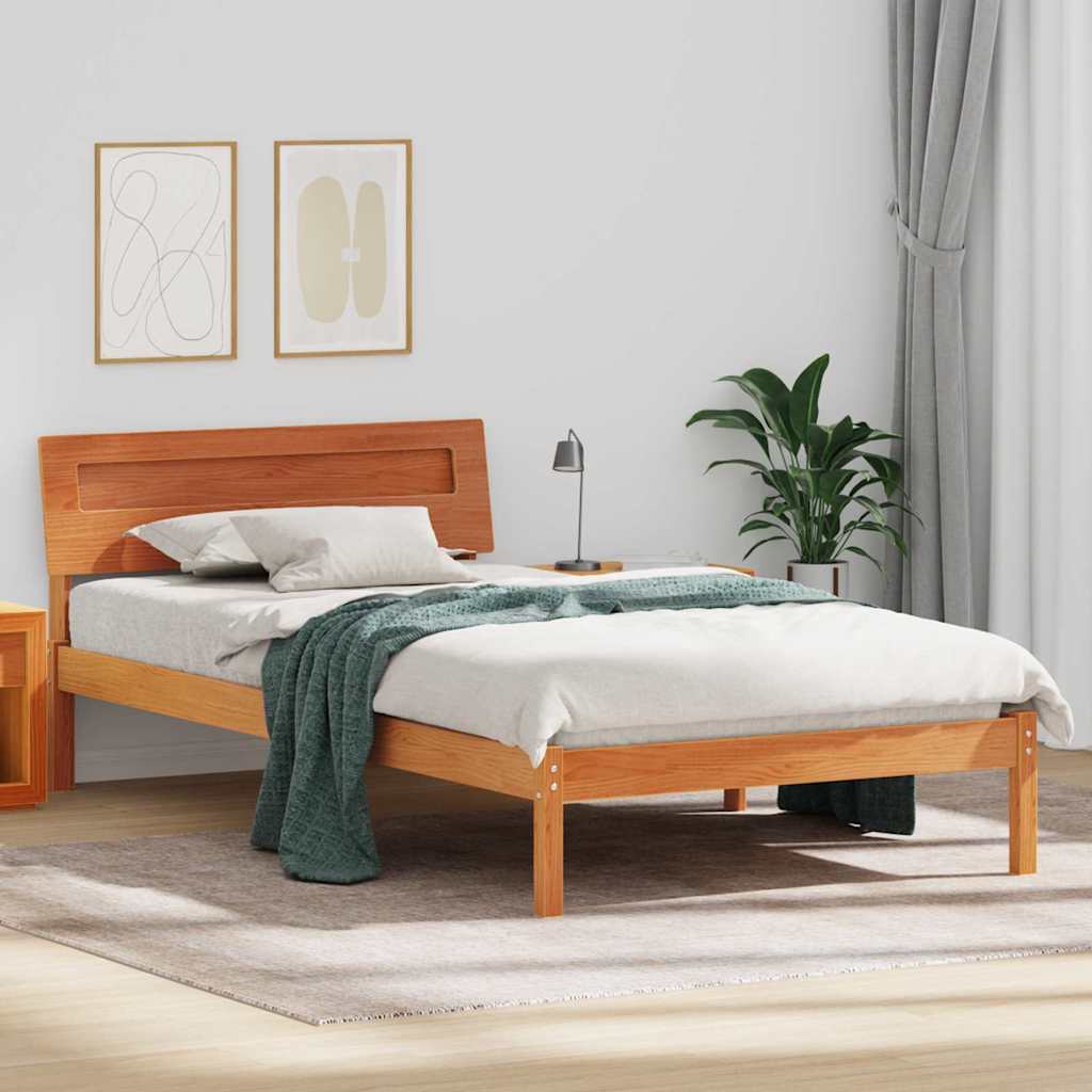 Estrutura da cama com cabeceira marrom cera 75 x 190 cm