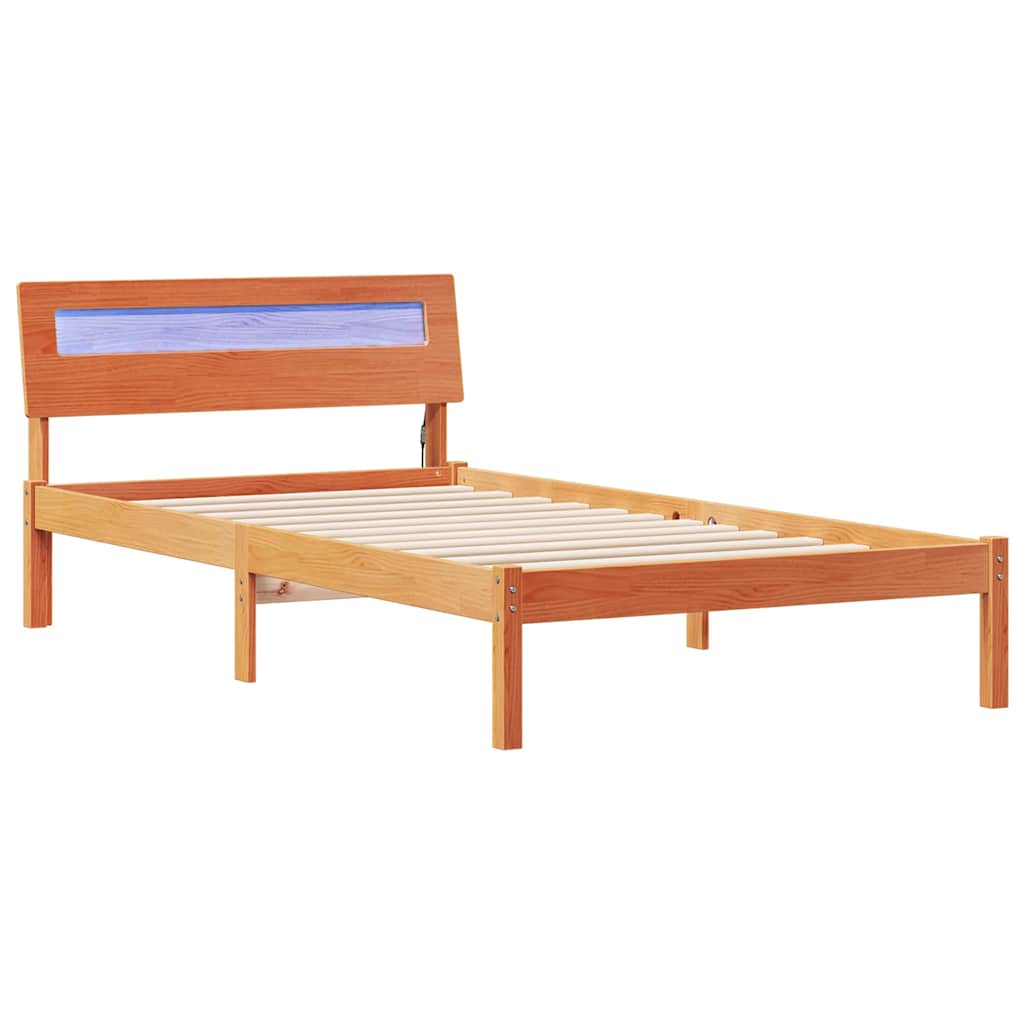 Estrutura da cama com cabeceira marrom cera 75 x 190 cm