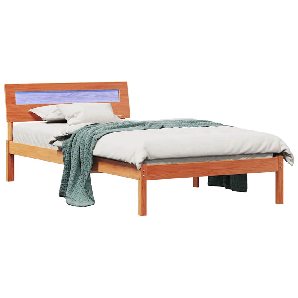 Estrutura da cama com cabeceira marrom cera 75 x 190 cm