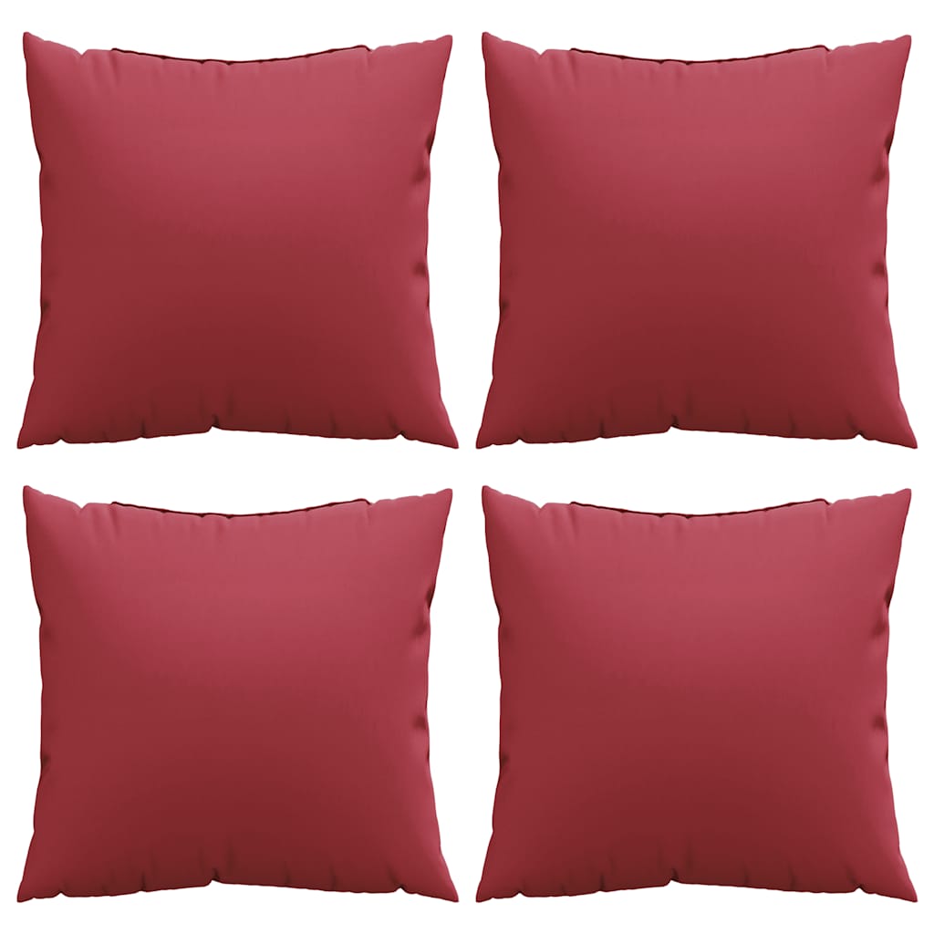 Conjunto de 4 almofadas para sofá, cor vinho tinto, 60x60 cm, em tecido