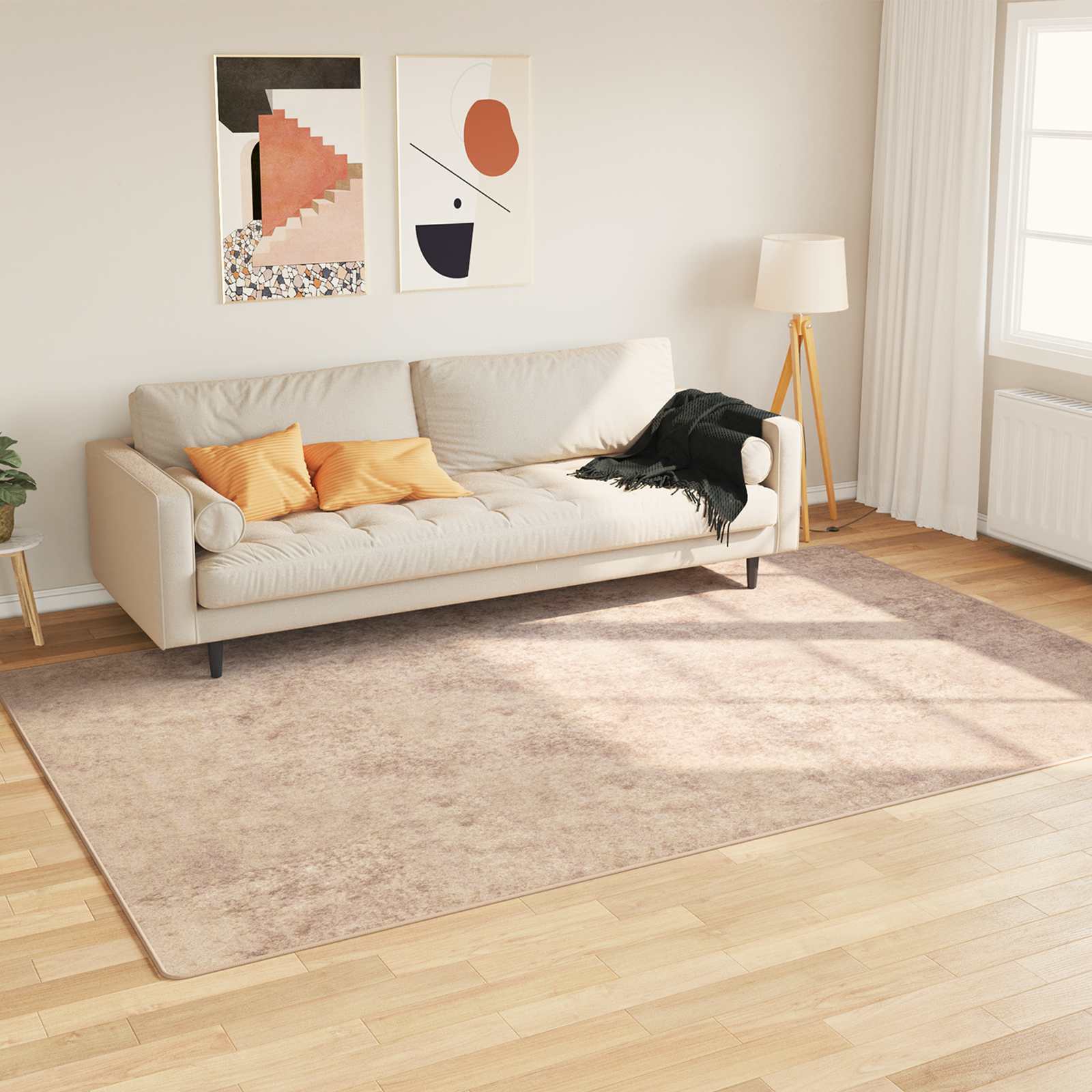 Passadeira marsa bege 150 x 230 cm poliéster e PVC