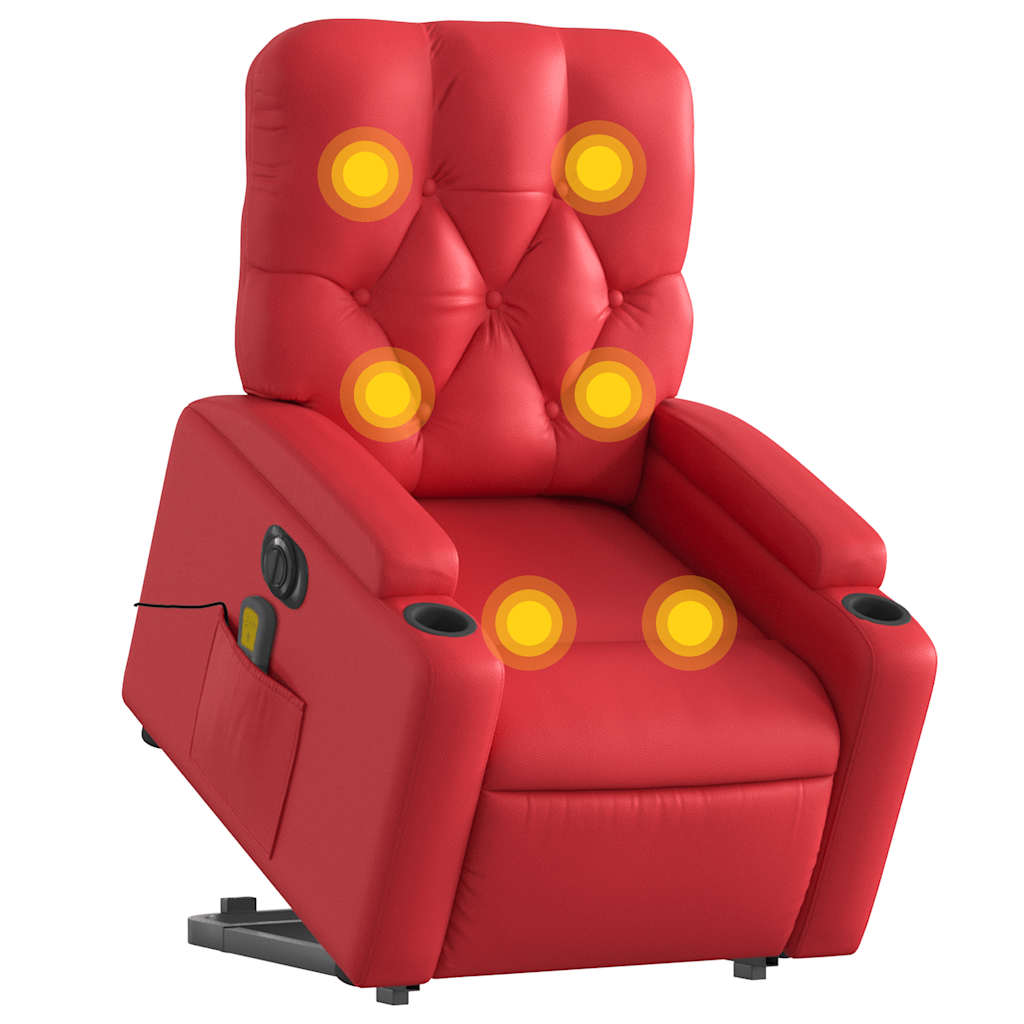 Poltrona reclinável elevatória elétrica couro artif. vermelho
