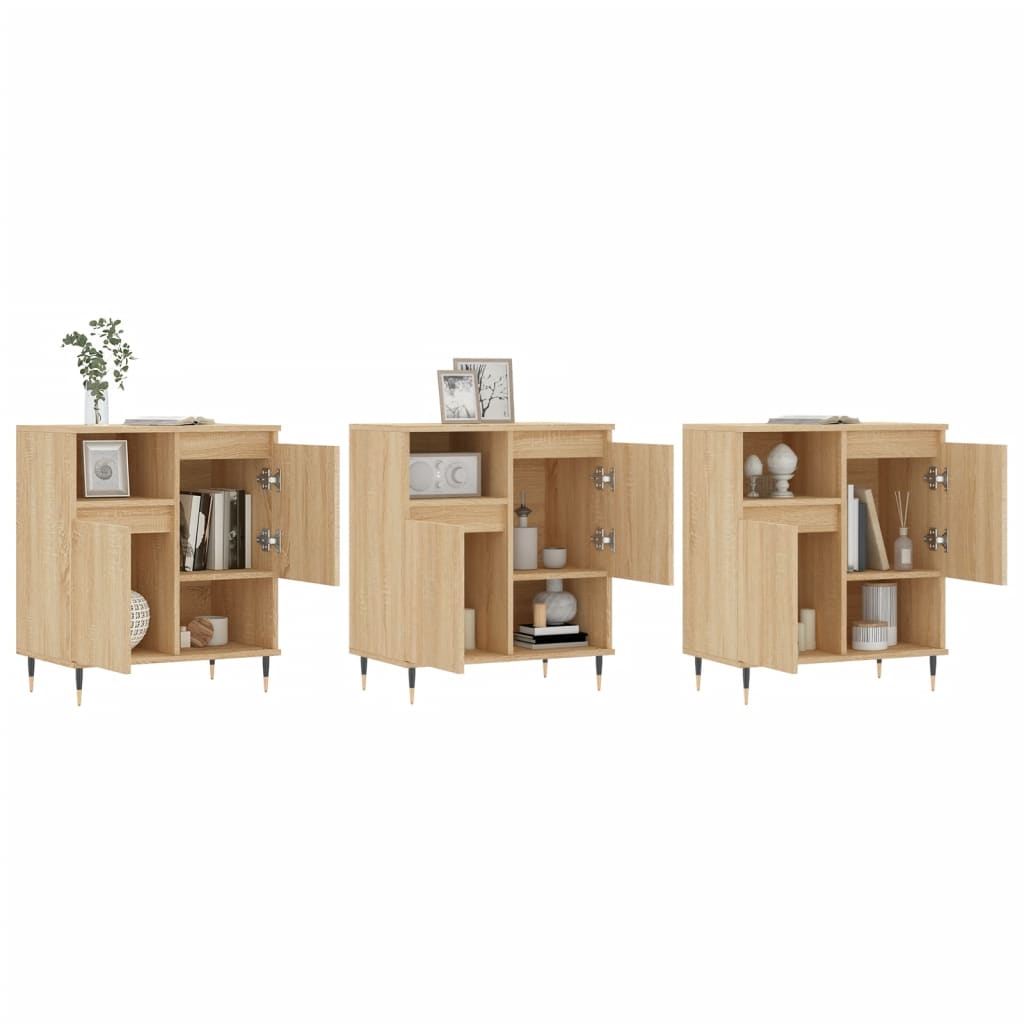 Aparadores 3 pcs derivados de madeira cor carvalho sonoma
