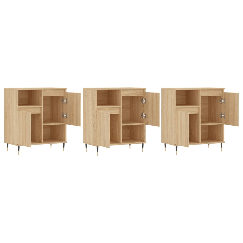 Aparadores 3 pcs derivados de madeira cor carvalho sonoma