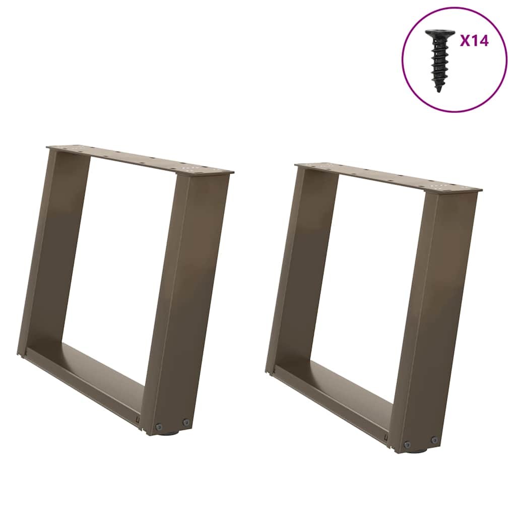 Pés para mesa de centro em formato de u, 2 peças, aço natural, 70x(42-43) cm, aço