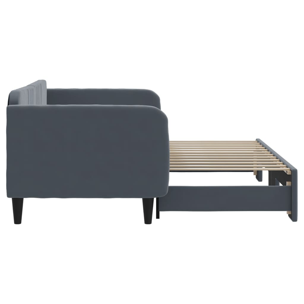 Sofá-cama com gavetão 90x200 cm veludo cinzento-escuro