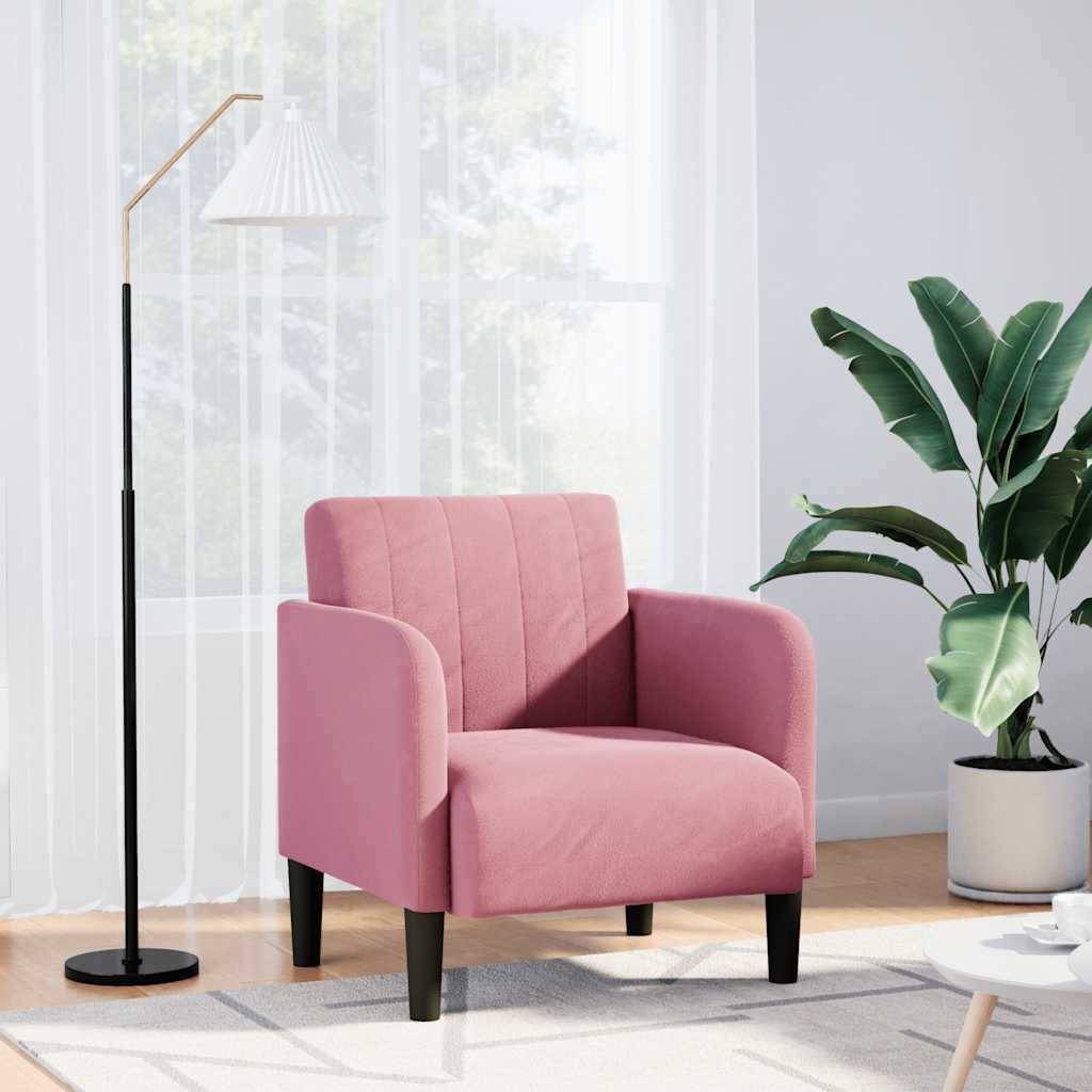 Poltrona com apoio de braços 54 cm veludo rosa