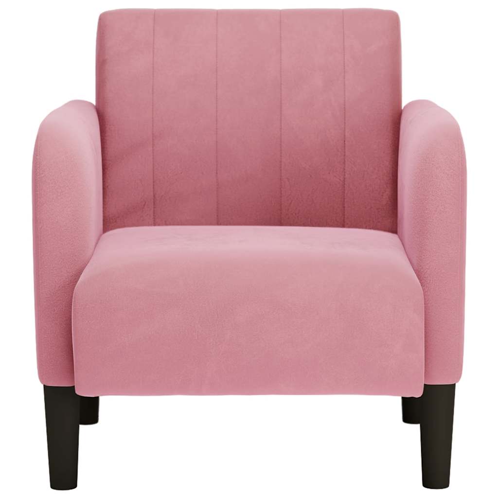 Poltrona com apoio de braços 54 cm veludo rosa