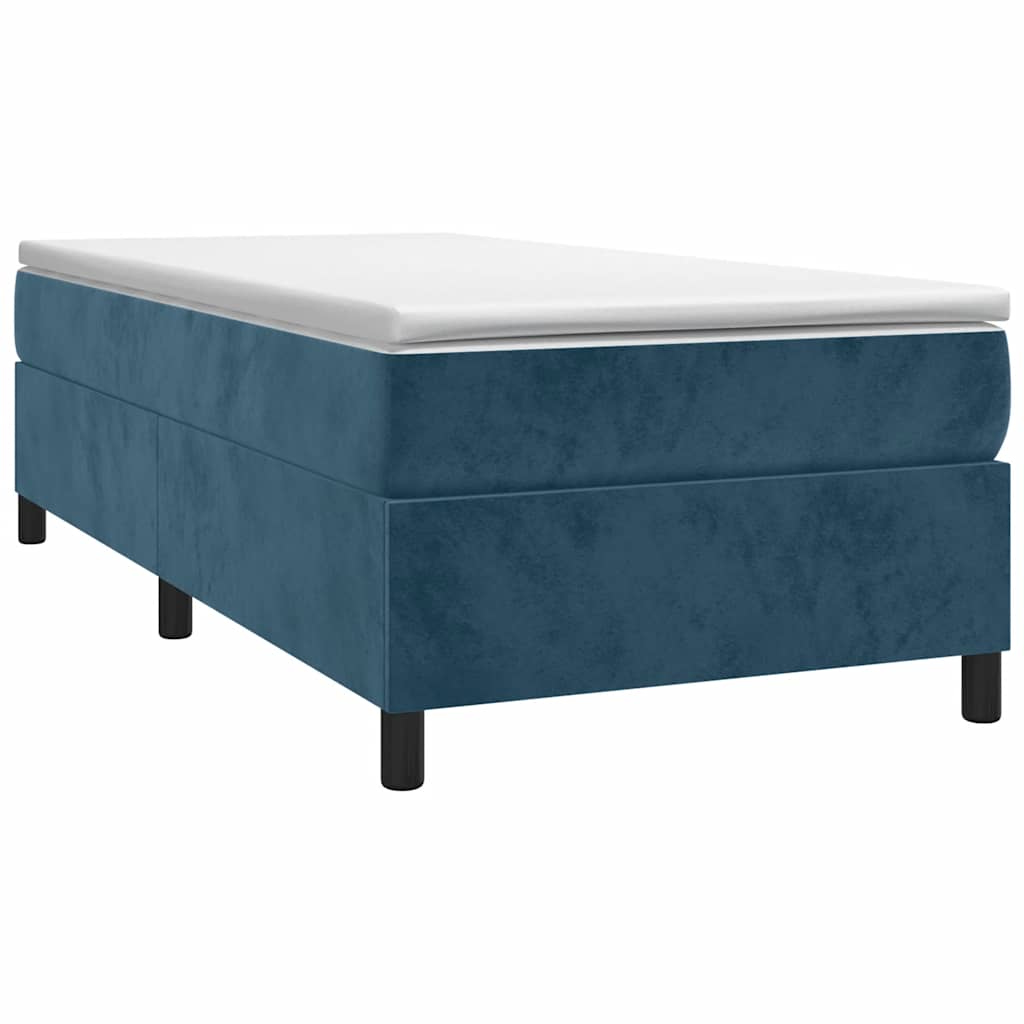 Estrutura de cama com molas 100x200 cm veludo azul-escuro