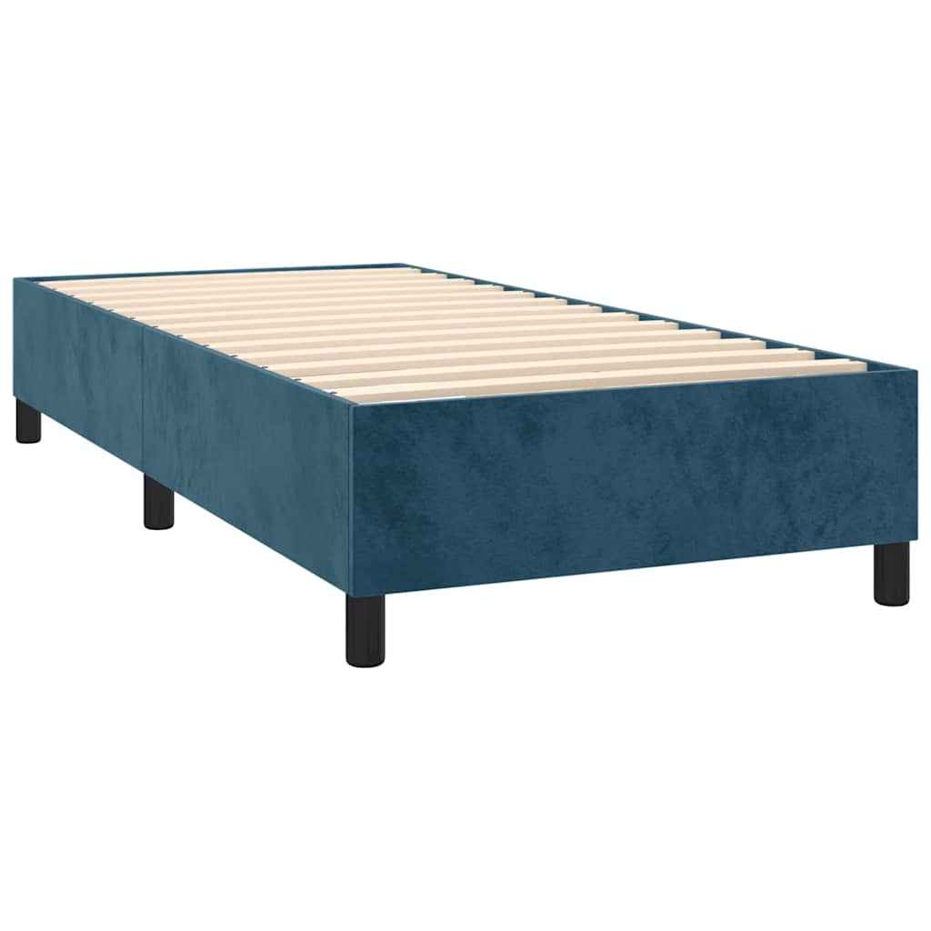 Estrutura de cama com molas 100x200 cm veludo azul-escuro