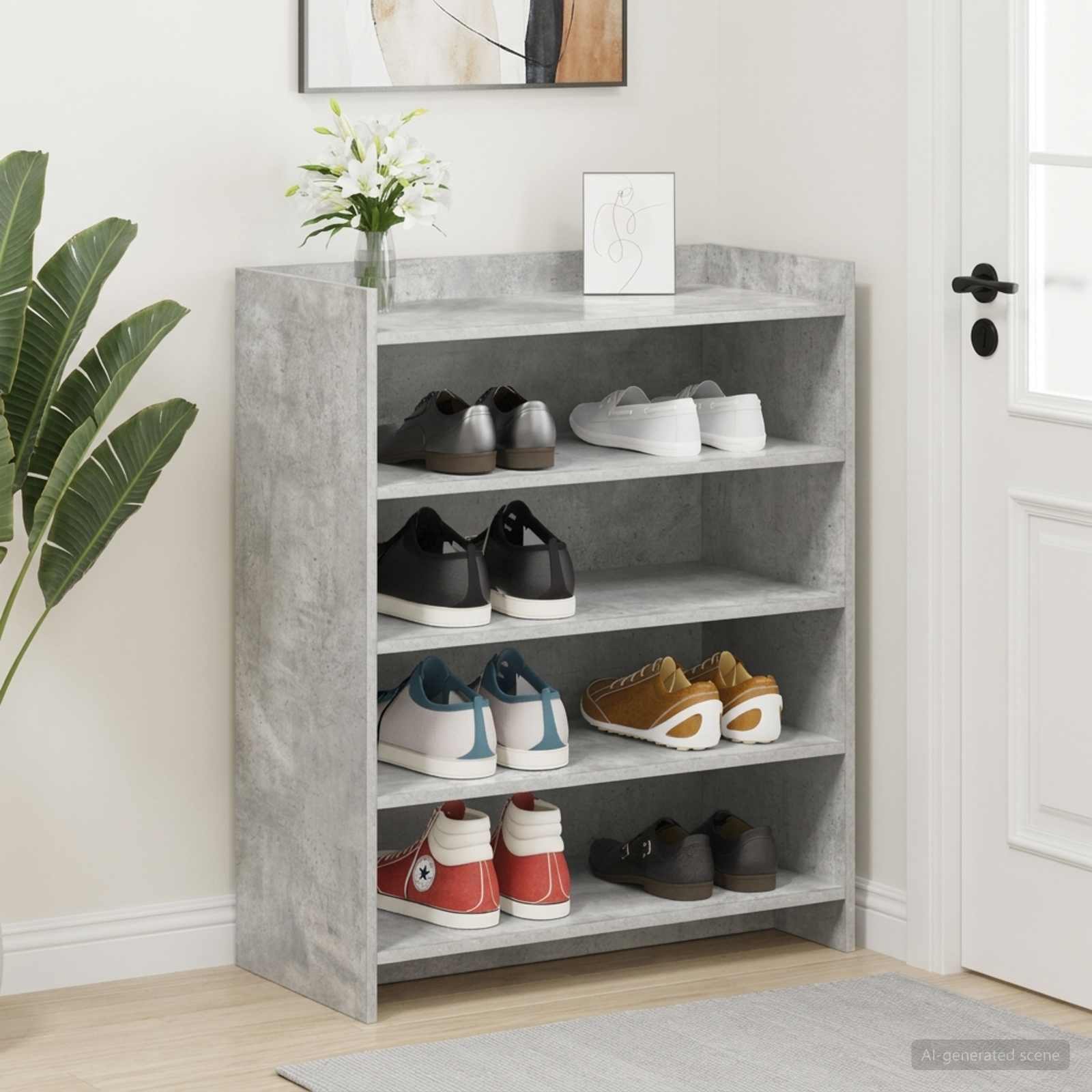 Armário de sapatos cinzento cimento 73,5 x 36 x 92 cm