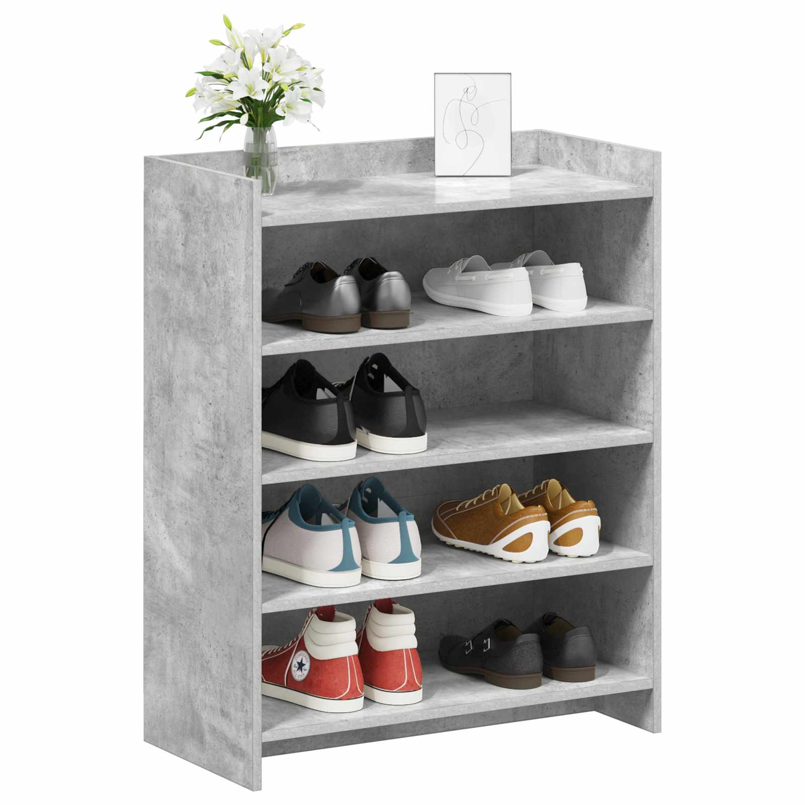 Armário de sapatos cinzento cimento 73,5 x 36 x 92 cm