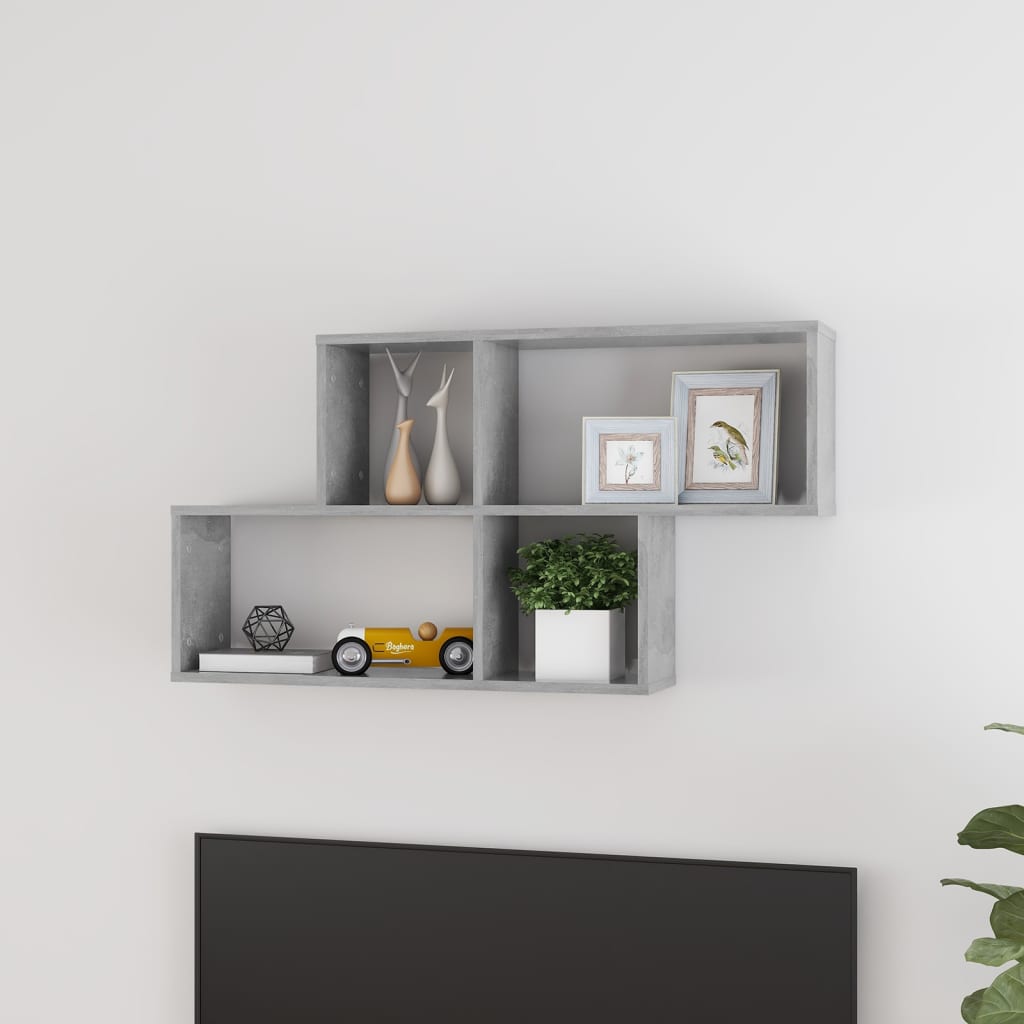 Estante de parede 100x18x53 cm deriv. madeira cinzento cimento