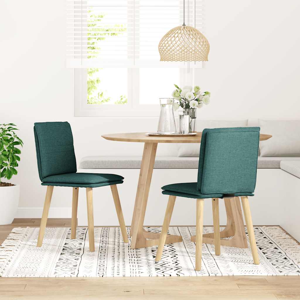 Cadeiras de jantar 2 pcs tecido verde-escuro