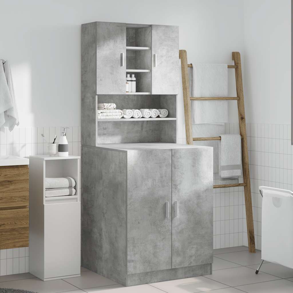 Armários p/ máquina lavar 2pcs deriv. madeira cinzento cimento