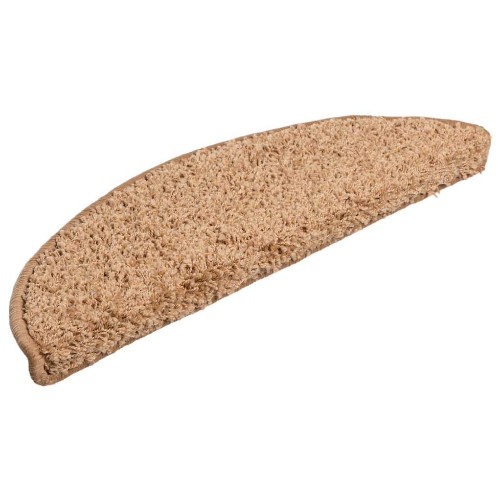Tapetes de escada 10 peças 56x17x3 cm bege semicircular