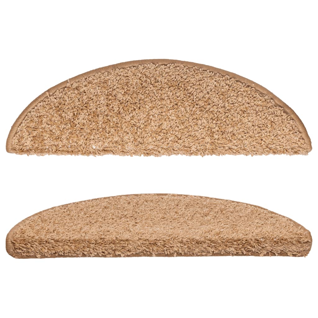 Tapetes de escada 10 peças 56x17x3 cm bege semicircular