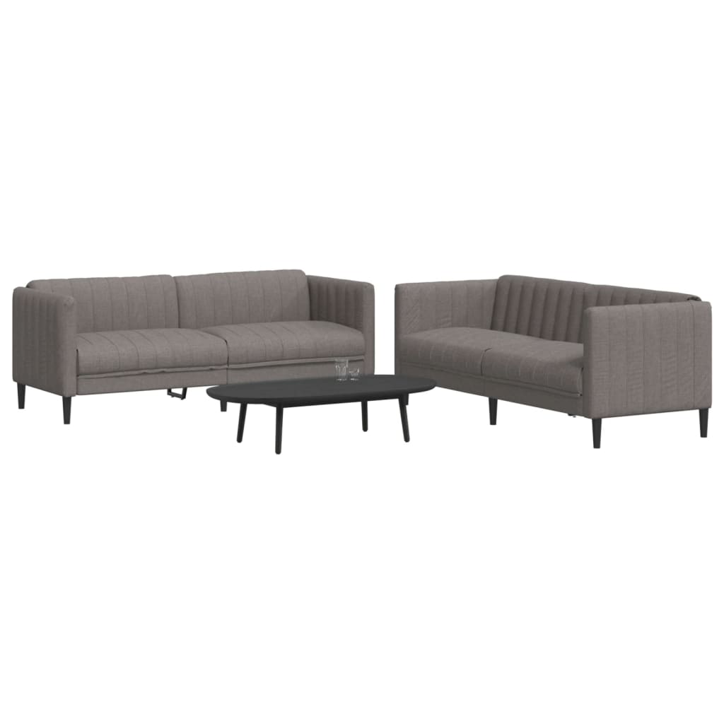 2 Pcs conjunto de sofás tecido cinzento-acastanhado