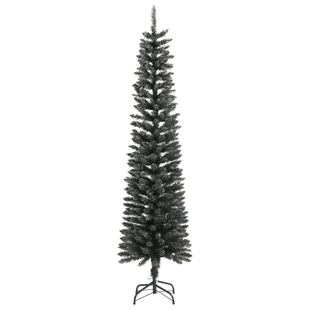 Árvore de natal artificial fina com suporte 210 cm PVC verde