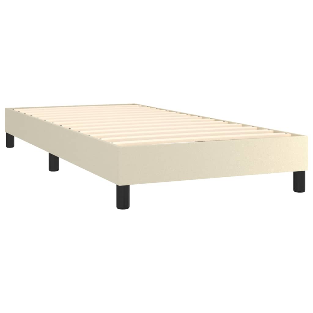 Cama com molas/colchão 90x190 cm couro artificial cor creme