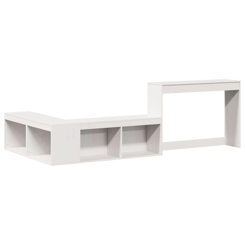 Mesa cabeceira c/ secretária 232x112x75 cm pinho maciço branco