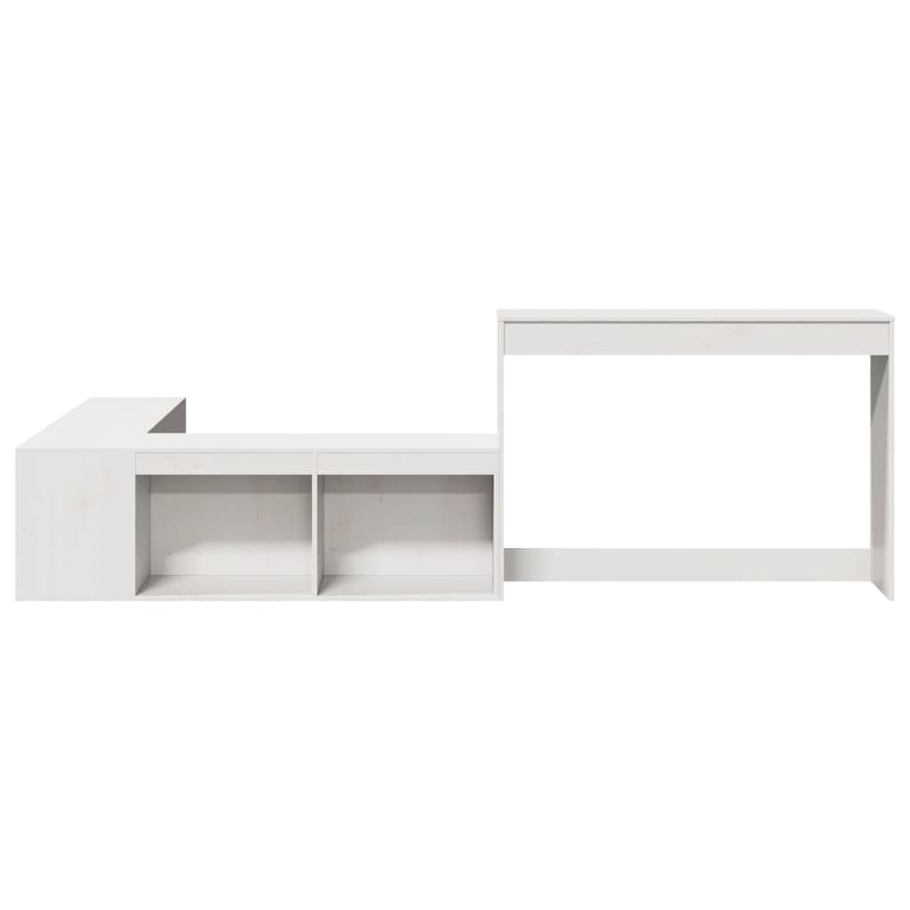 Mesa cabeceira c/ secretária 232x112x75 cm pinho maciço branco