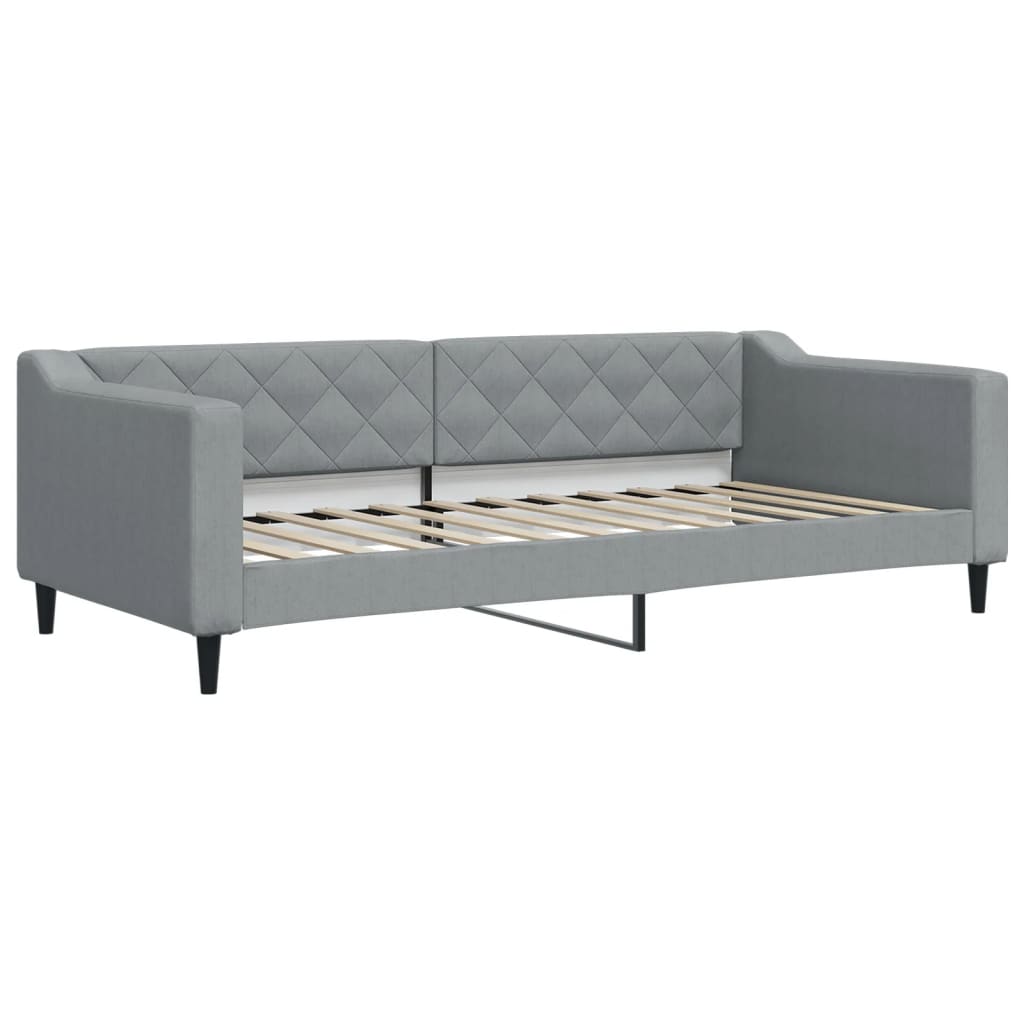 Sofá-cama com colchão 90x200 cm tecido cinzento-claro