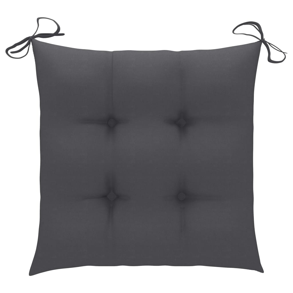 Cadeiras de jardim c/ almofadões antracite 3 pcs teca maciça