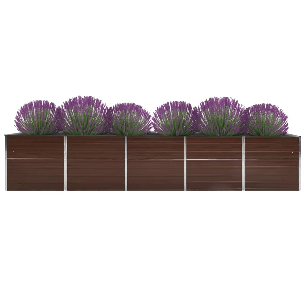 Canteiro jardim elevado 400x80x77cm aço galvanizado castanho