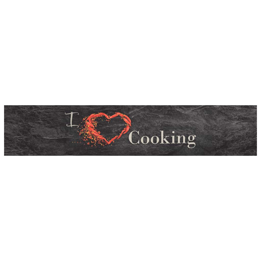 Tapete de cozinha lavável 60x300 cm veludo padrão cooking preto