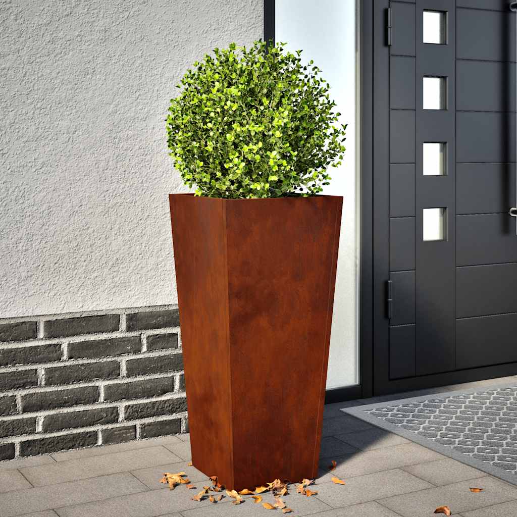 Plantador de jardim 35x35x75 cm aço resistente às intempéries