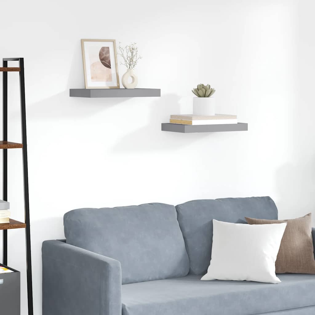 Prateleiras de parede suspensas 2 pcs 40x23,5x3,8cm MDF cinza