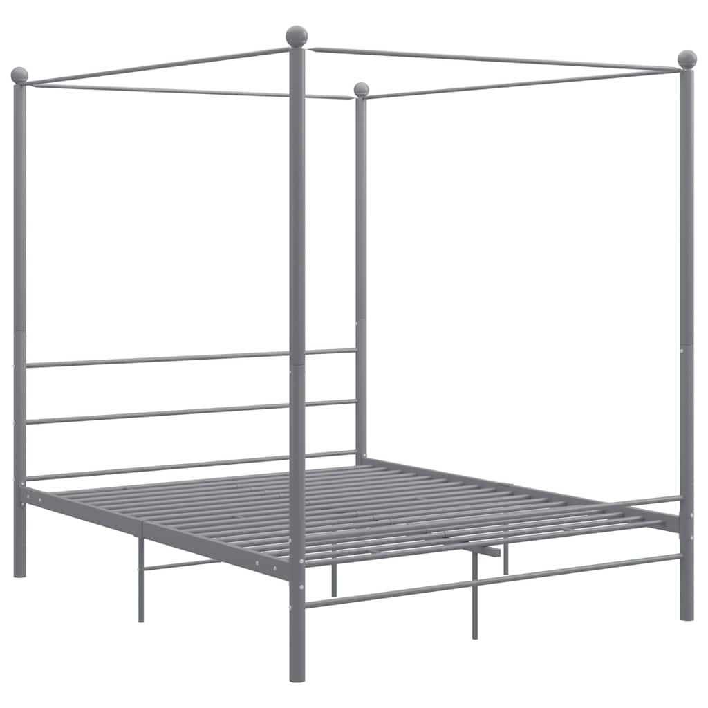 Estrutura de cama com dossel 160x200 cm metal cinzento